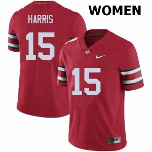 NCAA Ohio State Buckeyes Women's #15 Jaylen Harris Red Nike Football College Jersey QPW8745OI